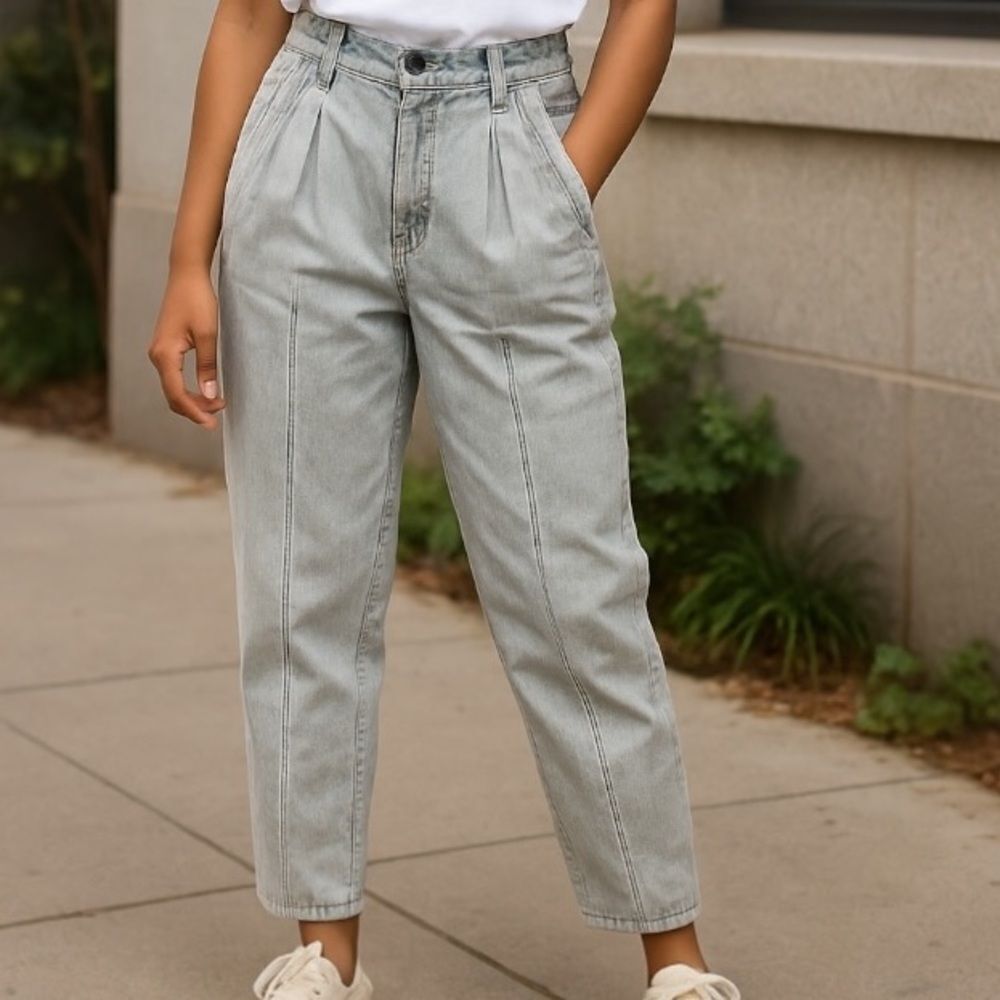 LIMITED EXPRESS Women's Vintage 90s High Rise Pleated Mom Pants Khaki Size 11/12